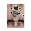 Funny Pink Bathroom Wall Decor Pooping Cat Print Toilet Wall Art Funny Cat Poster Bathroom Home Decoration Canvas Painting