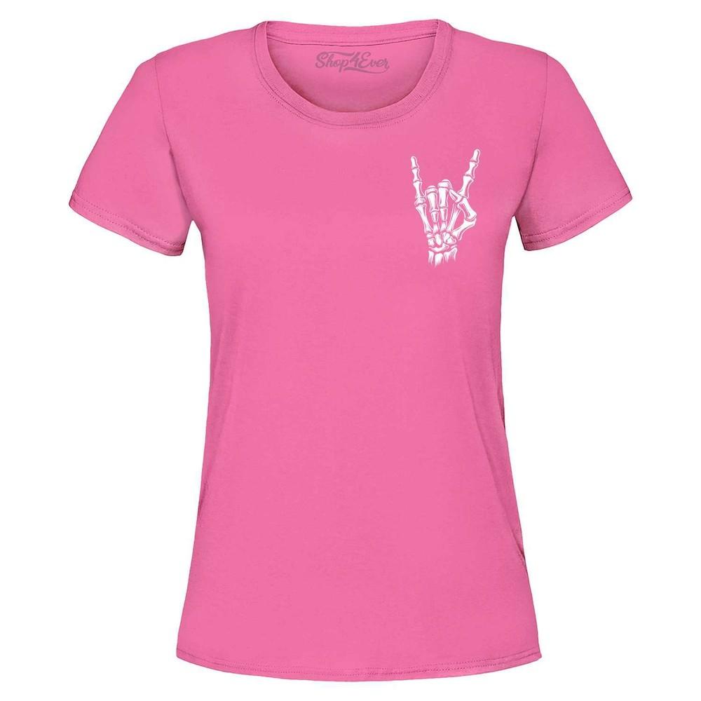 Skeleton Hands Rock N' Roll Pocket Size Women's T-Shirt Halloween Shirt