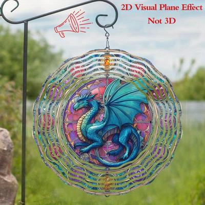Dragon Shape Colorful Window Astrology Wind Chime Kinetic Rotating Outdoor Garden Decor Spring Summer Hanging Ornament No Battery Needed