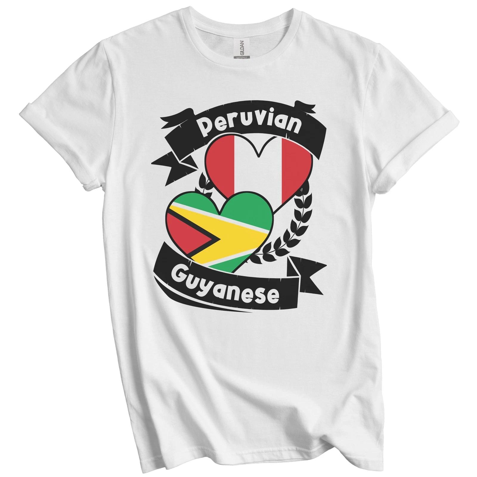 Peruvian Guyanese Heart Flags Peru Guyana T-Shirt S