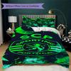 LFC Lourosa 3Pcs Bedding Set Black Yellow Vertical Stripe Lion Badge Print Duvet Cover 2 Pillowcases Football Fan Bedding