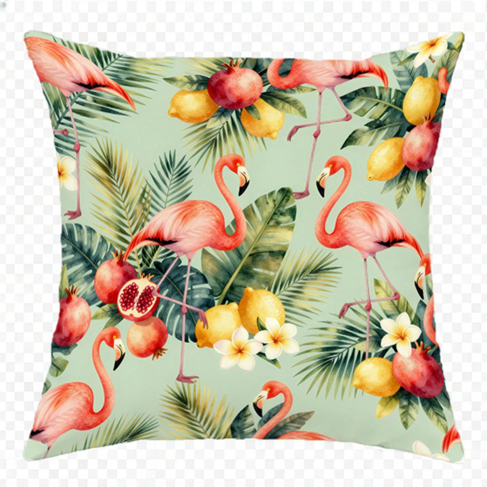 Flamingo and pineapple pattern Double-sided Printed pillow cover Short plush Suitable living rooms bedrooms throw cushion cover