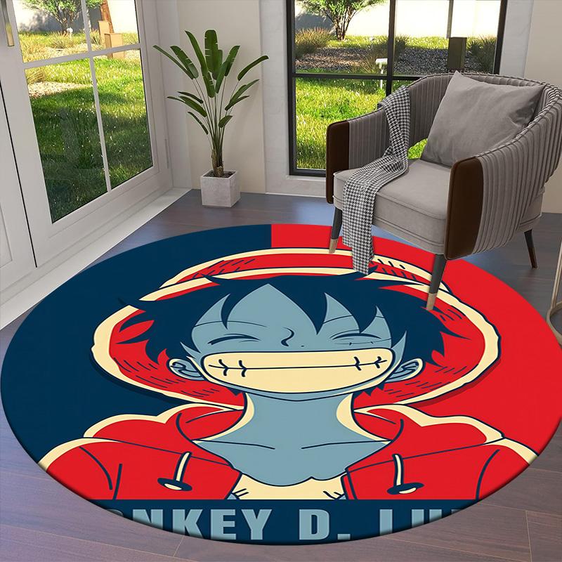 One Piece Monkey D Luffy Round Area Rug Carpet Rug For Living Room Bedroom Sofa Playroom Decor Nonslip Floor Mat