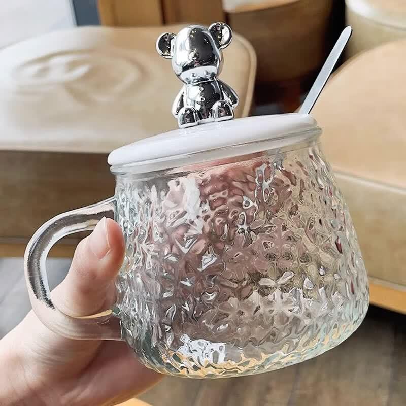 Little Bear Breakfast Glass Mug with Handle