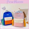 Stylish Dual Color Backpack For Kids Large Capacity Durable Nylon Canvas Preschool Bag