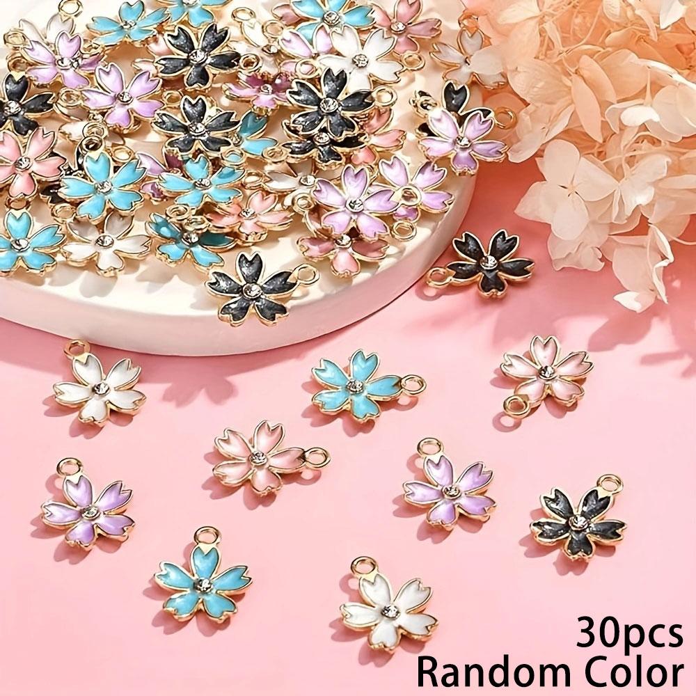 10/20/30 Pieces of Alloy Cherry Blossom Pendant, Cute Small Flower Jewelry Making Kit, Bracelet Necklace, Earring, Keychain, DIY Handicraft Making