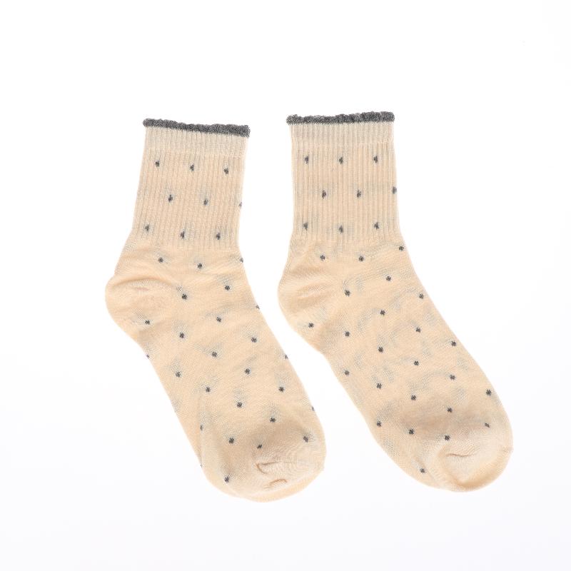 1 Pairs Autumn Edge Socks Women'S Spring Autumn Mid-Calf Cute Polka Dots Socks Student Socks Women'S Socks