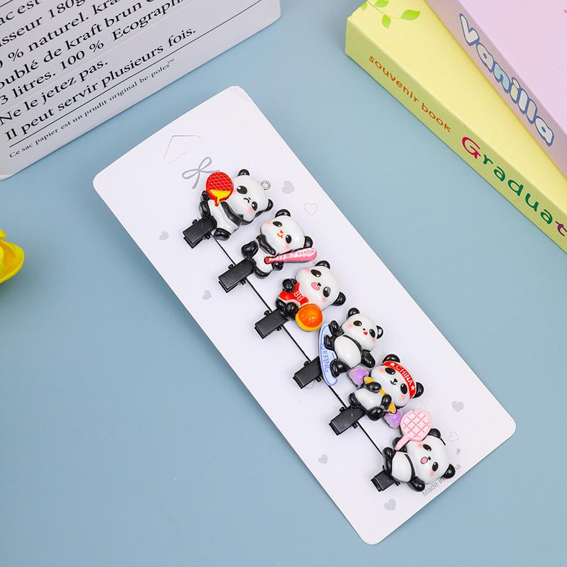 Sporty Cartoon Panda Hair Clip - Stylish Gift for Kindergarten Girls