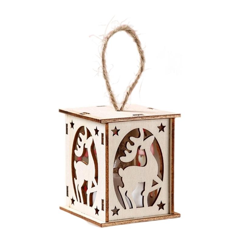 Weihnachts-Holzhaus-Dekoration Mit Warmem LED-Licht Beleuchtetes Hütten-Ornament Für Saisonale Auslage