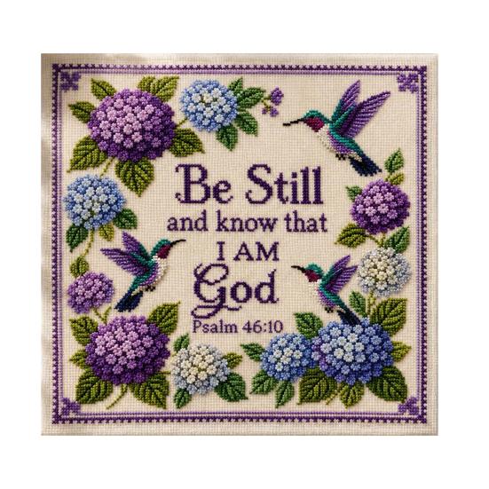 Hummingbird Hydrangea Embroidery Kit Hummingbird Garden Faith Cross Stitch Kit DIY Embroidery Kit