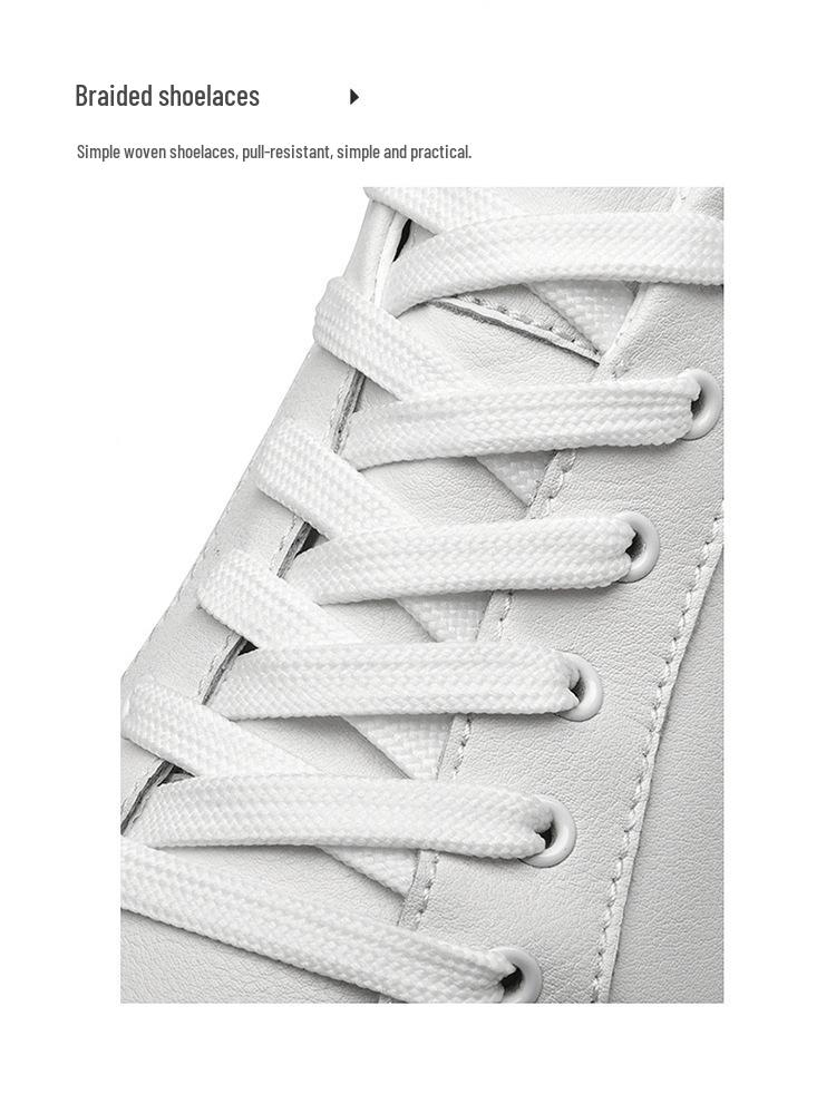 Schnürlose Herren-Skateschuhe aus echtem Leder - Weiche Sohle, Atmungsaktiv, Vielseitig, Minimalistisch, Große Größe 46, Flaches Weißes Design.