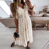 V-Ausschnitt Lace Up Cover Up für Frau Sexy Spitze Lose Einfarbig Strandkleid