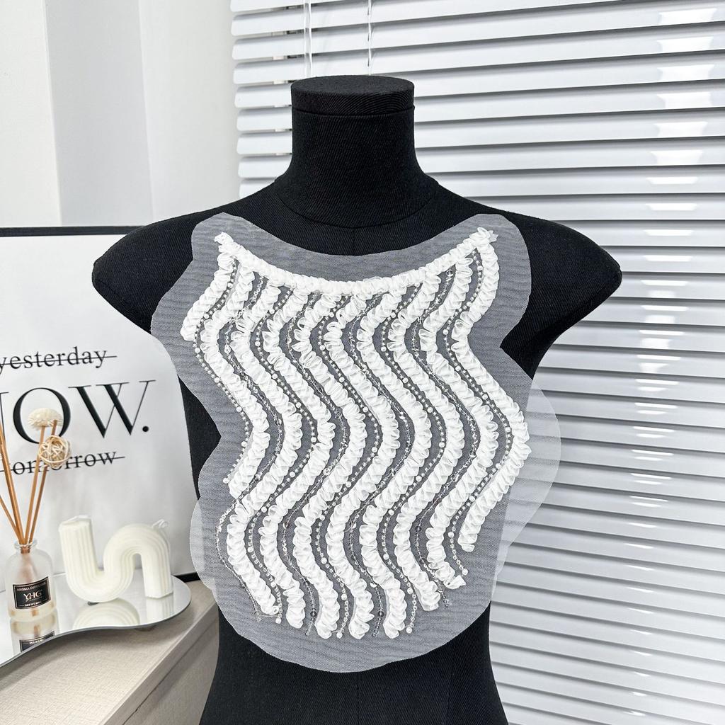 Lace Lace Wavy Placket Front Collar Decorative Neckline Curved Neckline Cloth Sticker Dress Dress Clothing Accessories