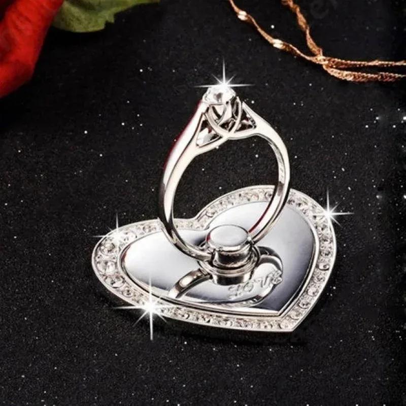 Herzförmiger Diamant-Handyhalter Telefonringhalter Zubehör
