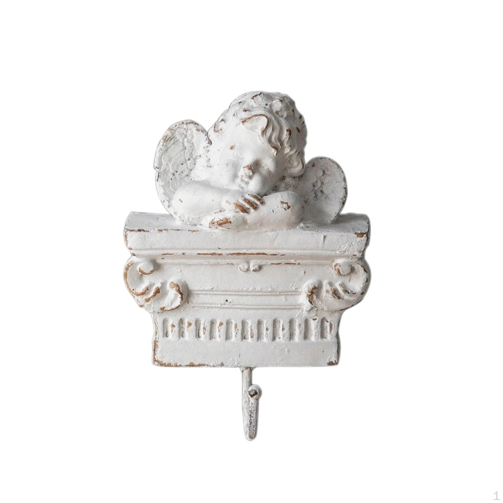 Angel Wall Hook Ornate Cherub Vintage Plaque for Entryway, Bedroom, Hallway Mbk008