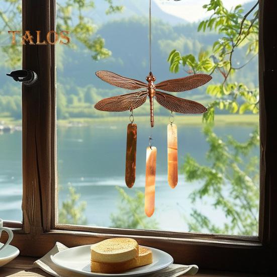 Vintage Dragonfly Wind Chime Weather-proof Indoor Outdoor Garden Patio Metal Dragonfly Hanging Wind Bell Decoration Ornament