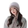 Autumn and Winter Hats for Women Windproof and Warmth Thickened Knitted Wool Hats Fashionable and Versatile Casual Big Head Ear Protection Hat