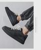 Men's Black Thick-Soled Casual Low-Top Sneakers - Height-Boosting, Wear-Resistant, Soft-Soled, Trendy Autumn Footwear for Students.