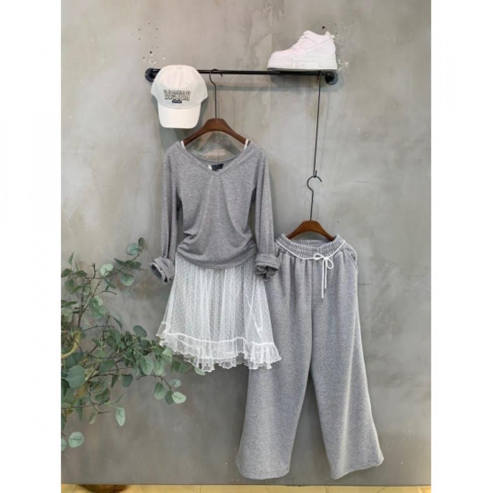 C S In The Room Kori StitCh waiSt Belt bandIng Wide pantS 3 Color