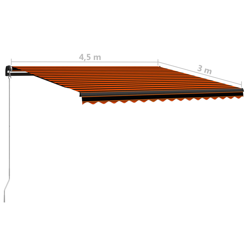 Retractable Manual Awning 450 x 300 cm Orange and Brown