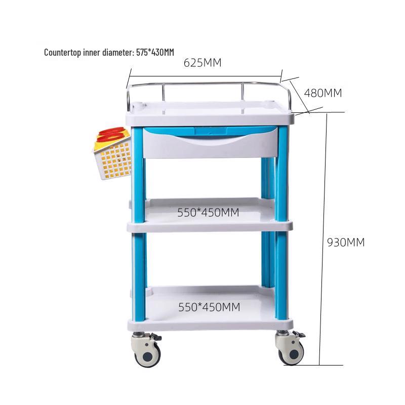 ABS Double-Layer Service Cart with Bins
