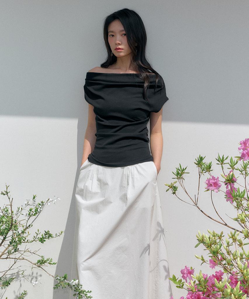 GENERALIDEA Asymmetrical Drape Strap T-Shirt [Black] / Gf2Lts531