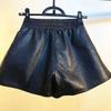 Shorts Women's Loose High Waist Leather Pants Solid Color Casual Wide Leg Pants