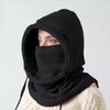 Unisex 3 In 1 Fleece Warm Balaclava Cap Outdoor Face Mask Neck Warm Hooded Hat Men Women Thermal Riding Cycling Beanie Headgear