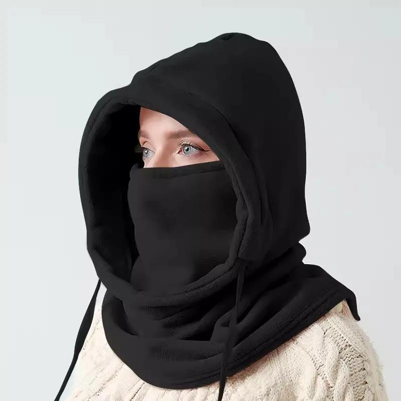 Unisex 3 In 1 Fleece Warm Balaclava Cap Outdoor Face Mask Neck Warm Hooded Hat Men Women Thermal Riding Cycling Beanie Headgear