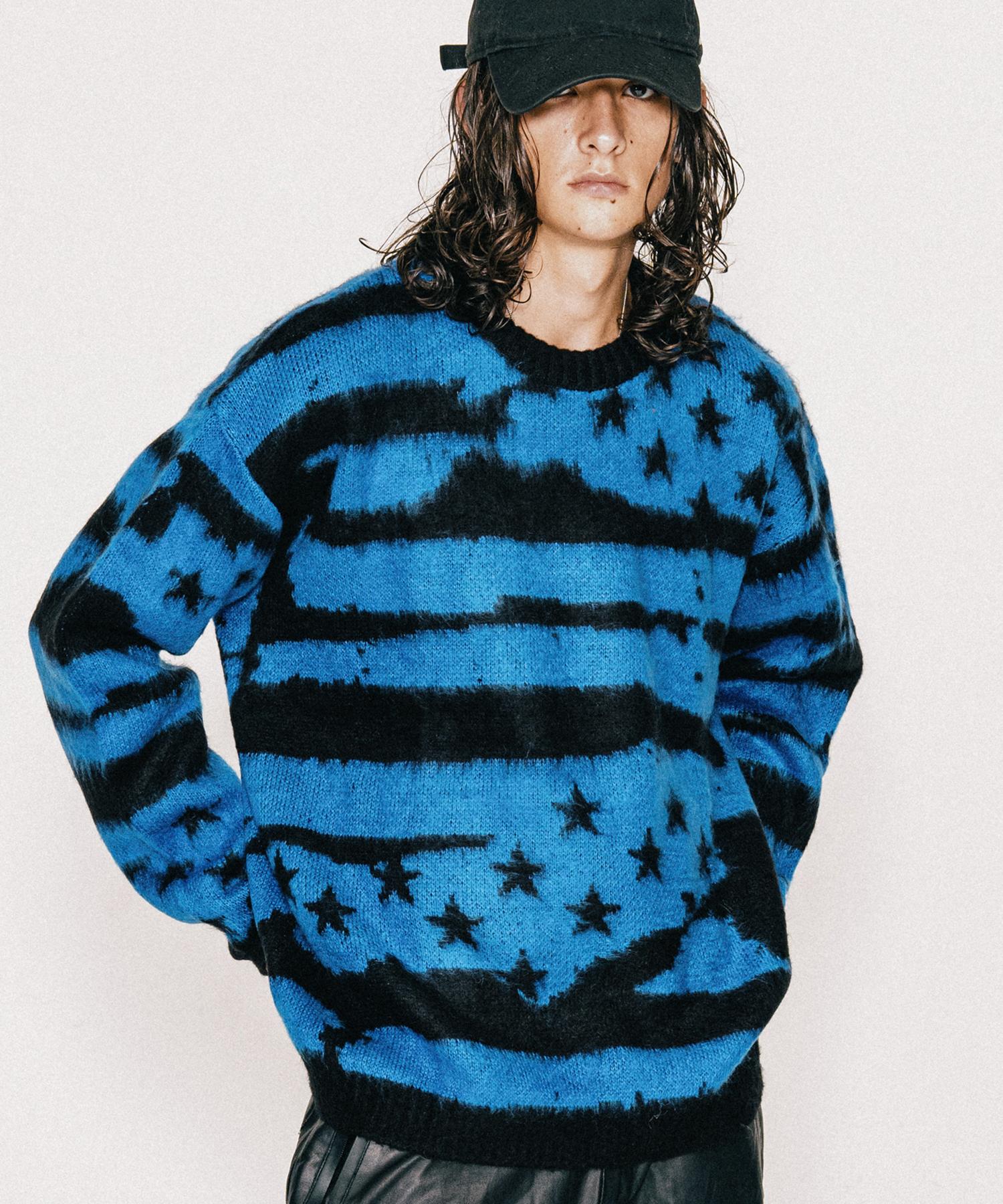 Bastic Flag Brush Knit_Black/Blue Black/L