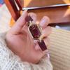 Niche Light Luxury Belt Women's Watch Retro Feeling Small Square Women's Watch Medium Antique Angora Red