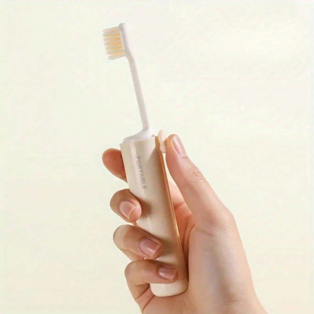 Compact Folding Toothbrush Kit Featuring a Toothpaste Holder, a Dual-Purpose Dental Accessory, a Must-Have for Business Travel