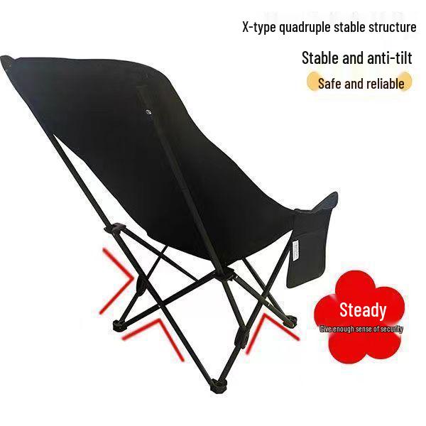 Foldable Outdoor Chair with Cotton Padding - Reclining Moon Chair for Camping, Fishing, and Lunch Breaks