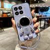 Silikonový nárazuvzdorný kryt pro Xiaomi 15 Pro 14T Pro 13T 12T 11T Pro 14 T 14 Ultra 13 Lite galvanicky pokovený kreslený astronaut pouzdro se stojánkem