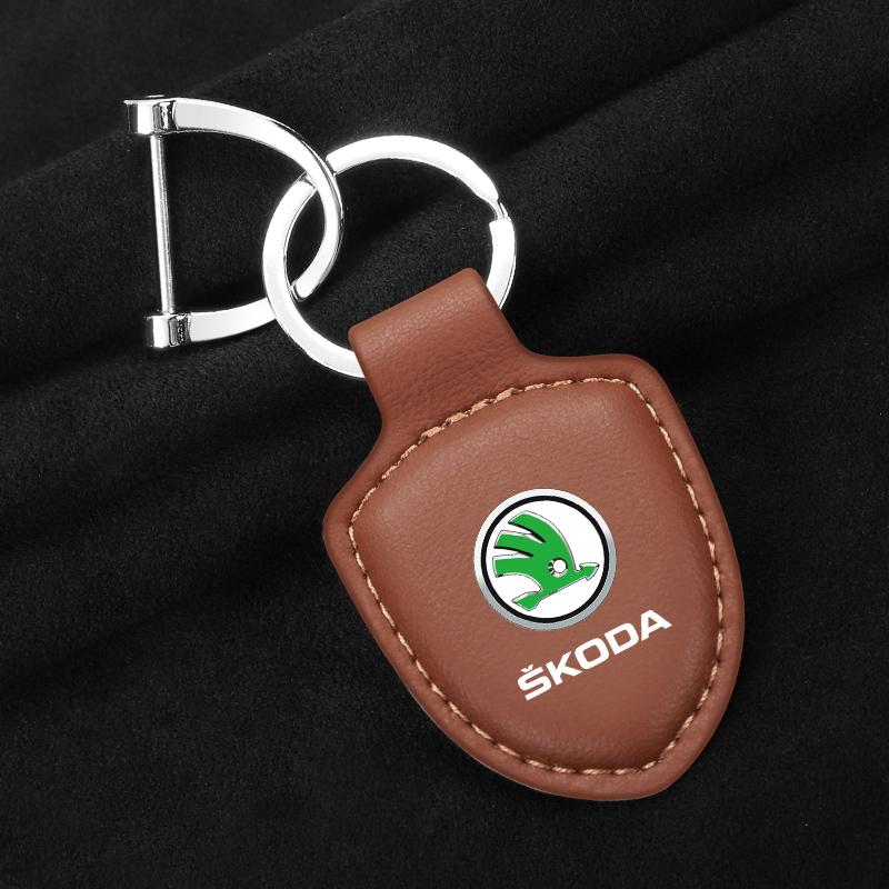 MBLH7 Multiple colors Luxury Car KeyChain Genuine Leather Key Ring Accessories for Skoda octavia fabia rapid yeti superb octavia a5 a7