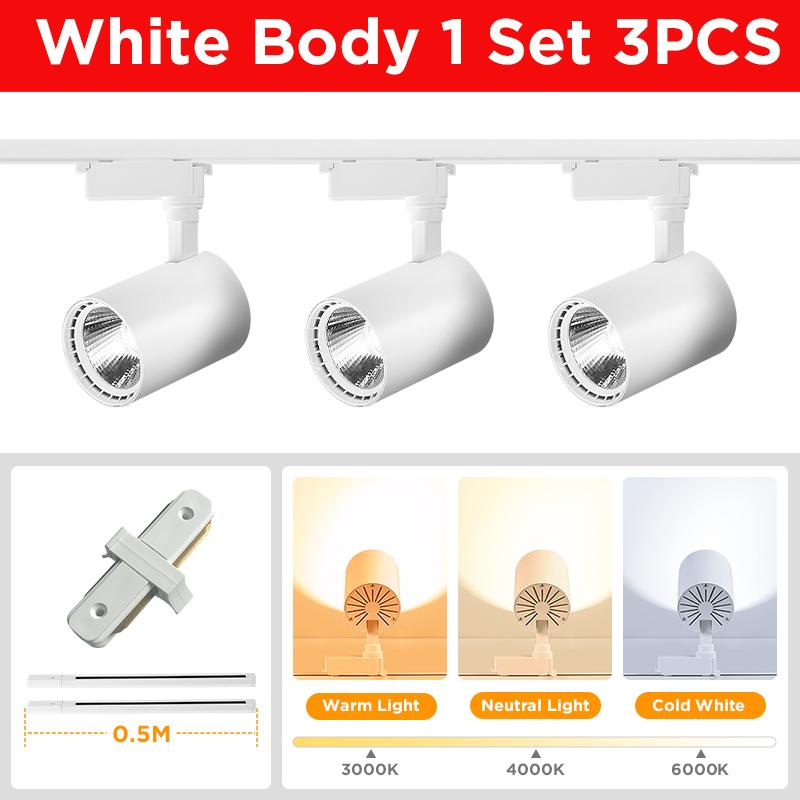 Whole-Set Led Track Light Spotlights 220V COB Track Lamp 12W 20W 30W 40W Spot Led Rail Lighting For Shop Living Room Lamp