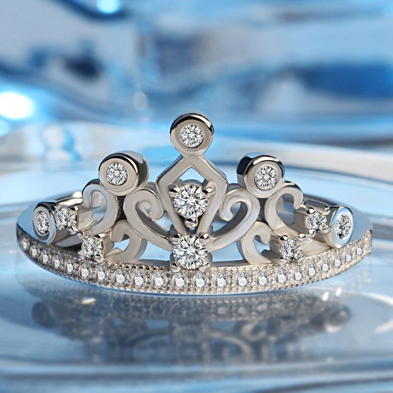 Step Into Silver Jewelry Crown Ring Ring Women'S Zircon Diamond Ring