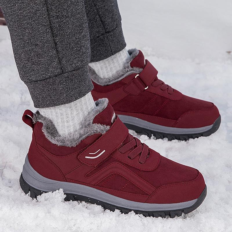 High-top large cotton shoes, winter velvet thickened warm cotton boots, medium walking sports shoes