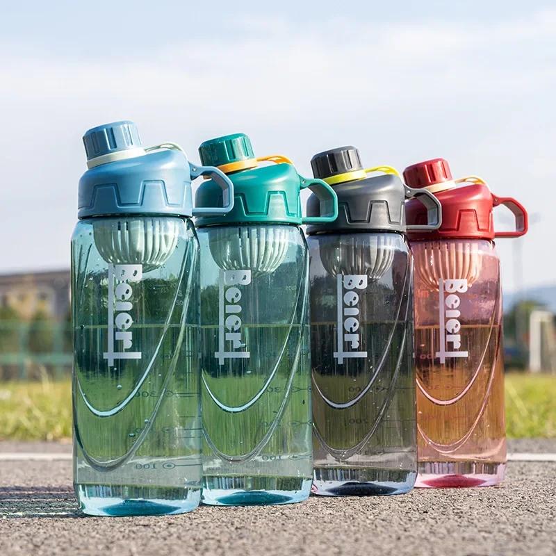 1pc Durable 1 Liter Sports Bottle, Shatterproof & Easy Clean Wide Mouth, for Running Camping Fitness, BPA Free Plastic