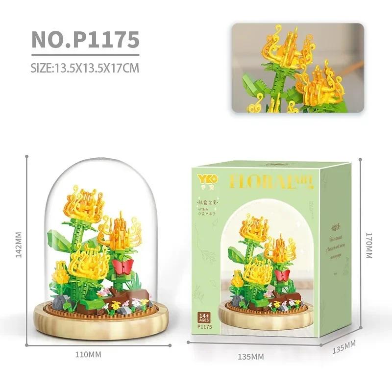 Mini Blocks Simulation Flowers Building Bricks Eternal Plant Preserved Fresh Rose Artificial Sakura Adult Toy Gift Girl Present