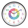 1 Stück 8-Zoll Lern-Wanduhr - Stille, nicht tickende analoge Uhr, farbige Ziffern und farbige Zeiger, Lernuhr, pe