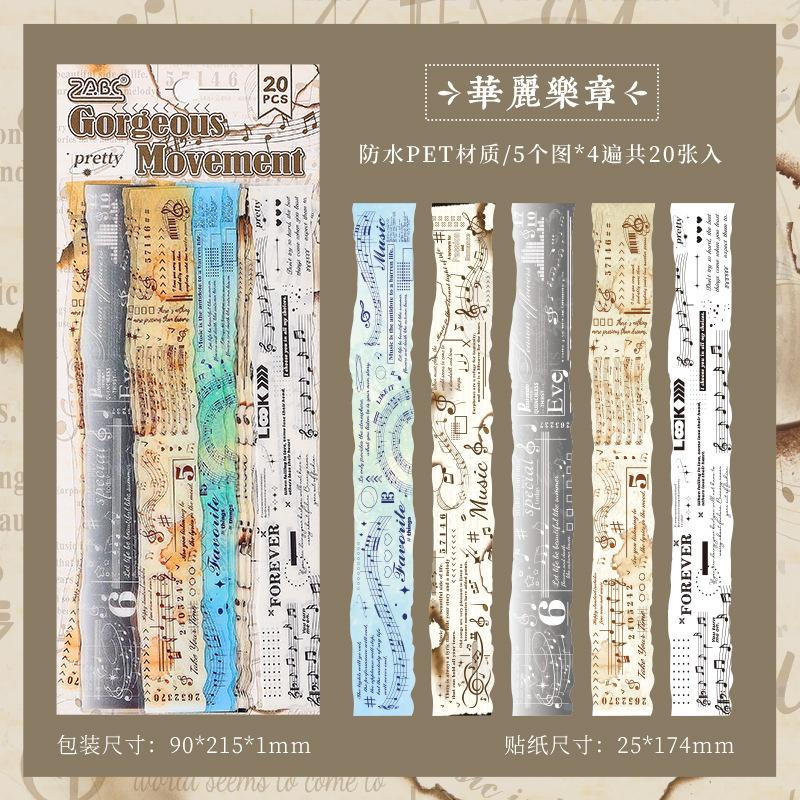 

20 pcs/pack Vintage Long strip Sticker Creativity Decorative Hand Account Diary Album Scrapbooking accessories