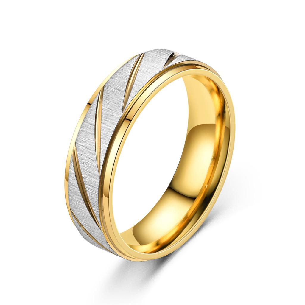 18K Gold Plating Titanium Steel Lovers Couple Rings Gold Wave Pattern Wedding Proposal Ring for Couples Engagement Jewelry
