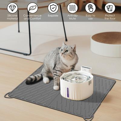 Waterproof Silicone Cat Litter Mat Urine Proof Cat Litter Box Mat with Hanging Ear Design for Floor Protection Indoor Use