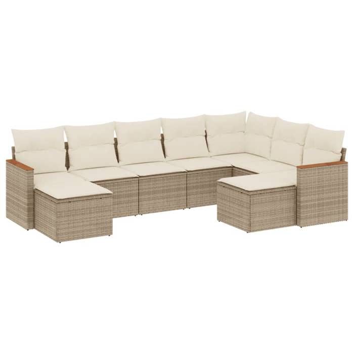 VidaXL Garden Lounge Set with Cushions 9 Pcs, Patio Sofas, Patio Furniture Set, Outdoor Furniture, Beige 3226541