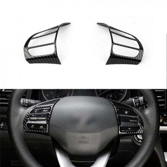 For Hyundai KONA Encino 2018-2022 Carbon Fiber Steering Wheel Decor Cover Trim