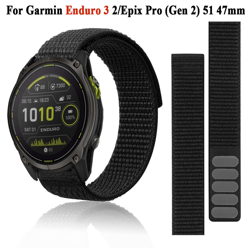 Hook Loop Nylon Watchbands Strap For Garmin Enduro 3 2 Watch Bracelet For Garmin Fenix 8 E 5X 6X 6 Pro 7X Epix Pro 935 Wristband