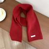 Red New Year's 100 Wool Scarf Women's Winter Christmas Cashmere Knitted Wool Korean Versatile Thickened Warm