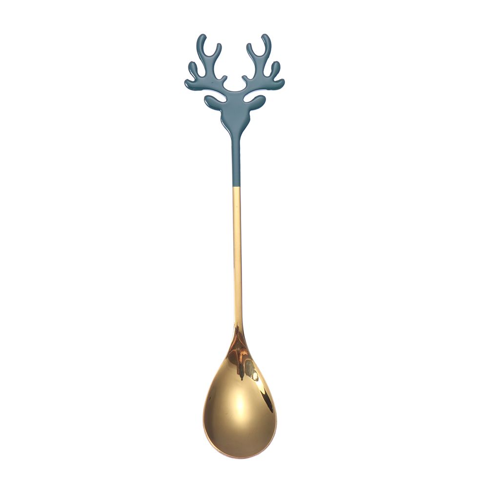 Tableware Stirring Spoon Christmas Deer Head Christmas Spoons Xmas Antlers Tea Scoop Coffee Scoops