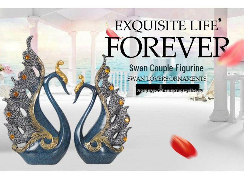 European Style Decorative Couple Swan Ornaments for Living Room, Bedroom, Office, and Entryway